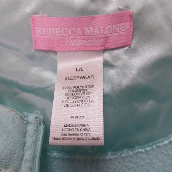 Rebecca Malone Intimates Robe Large Long Full Zip Fleece Pockets Embroidery - Picture 10 of 10